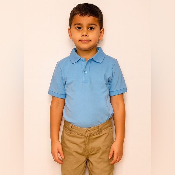Dockers Light Blue Kids Polo Shirt School Uniform M Husky NWT - Picture 1 of 4